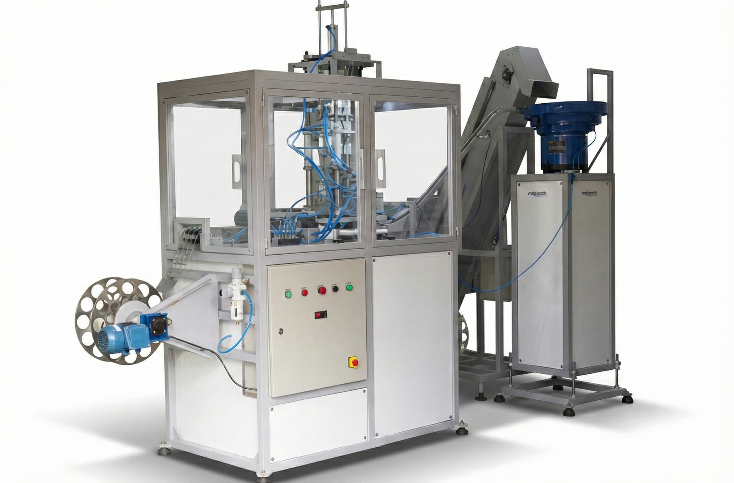 Cortadora e aplicadora de selo - mesa giratória - 3 tampas com diâmetro até 40mm